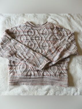 Universal Thread Cable Knit Sweater in Beige and Pink